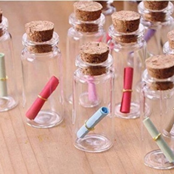 Small Mini Glass Jars Corks Wedding Favours Craft - Picture 1 of 4